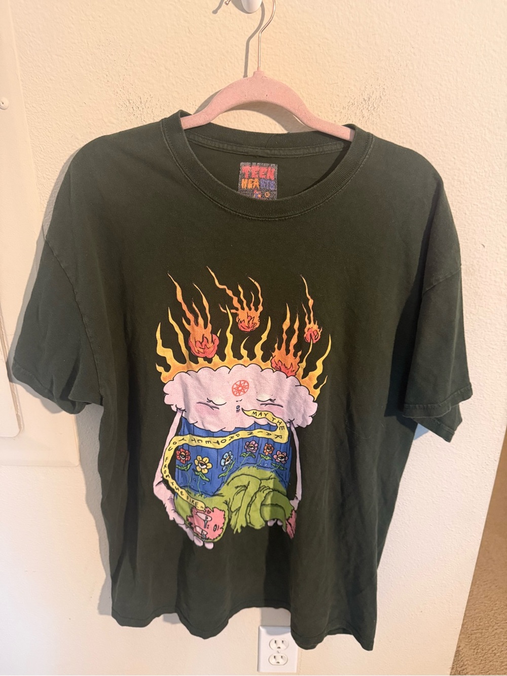 Teen Hearts May The Rain Protect You From The Fire Graphic Tee Y2K Grunge